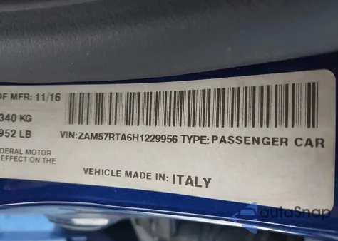 2017 Maserati Ghibli S Q4 from USA, damaged, VIN ZAM57RTA6H1229956